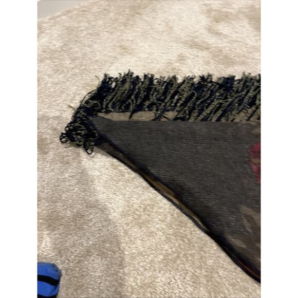 Vintage Saldarini luxury scarf / wrap mohair blend Italian Floral Fringed - Picture 12 of 12